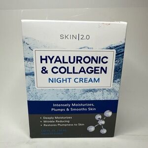 Skin 2.0 Hyaluronic & Collagen Night Cream Moisturizers Plumps Vegan 1.69 Fl Oz